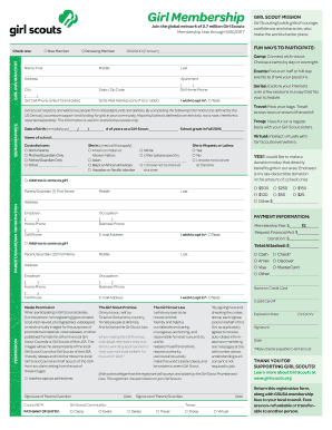 Girl Scout Membership Application