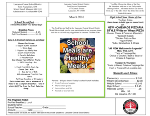Lancaster Central School District Lunch Menu