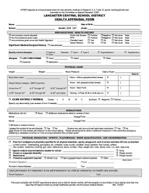 New York Health Appraisal Form