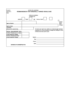 Louisiana Reimbursement for Personally-Owned Vehicle Use