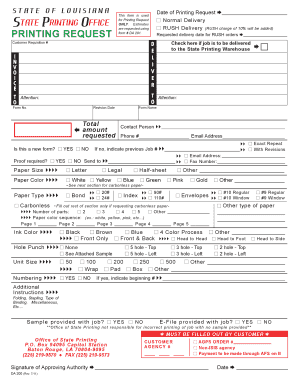 Louisiana Printing Request Form