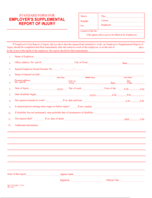 Employer's Supplemental Report of Injury