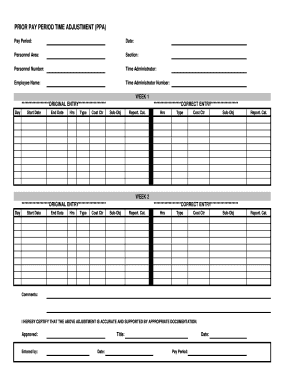 Prior Pay Period Time Adjustment Form