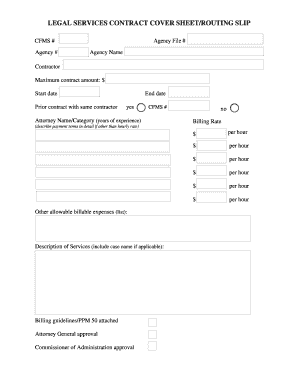 Legal Services Contract Cover Sheet