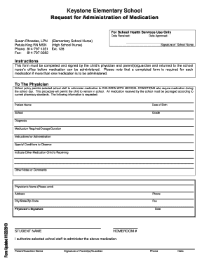 Request for Administration of Medication