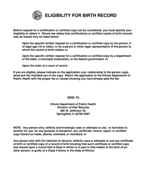 Illinois Birth Record Application