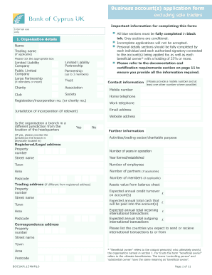 Business Account Application Form