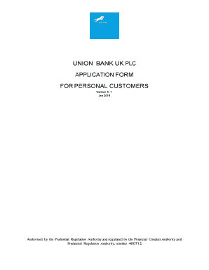 Union Bank UK Personal Customer Application Form