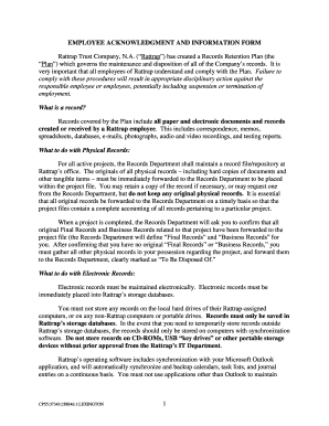 Employee Records Retention Acknowledgment Form