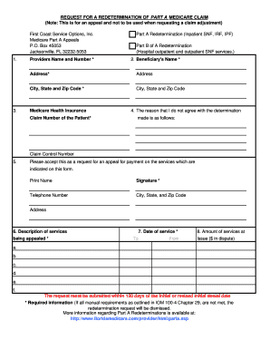 Medicare Part A Redetermination Request