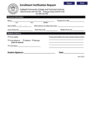 Enrollment Verification Request Form