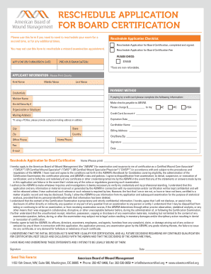 Reschedule Application for Board Certification