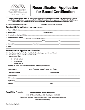 Recertification Application for Board Certification