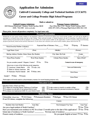 Application for Admission
