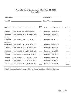 personality belief questionnaire online