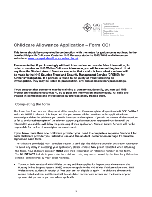 Childcare Allowance Application Form CC1