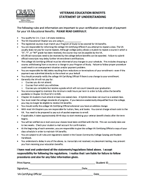Veterans Education Benefits Statement of Understanding