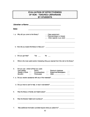 Library Evaluation Form