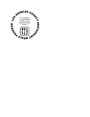 California Restaurant Meals Program Information Form
