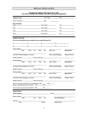 Rental Application Form
