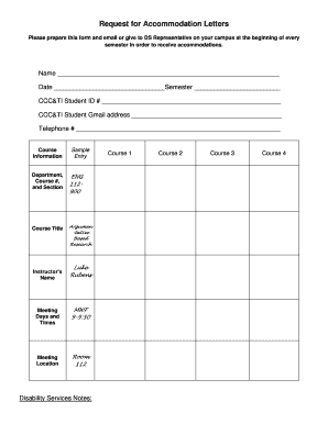 Request for Accommodation Letter