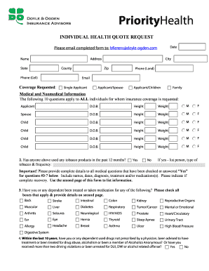 Individual Health Quote Request