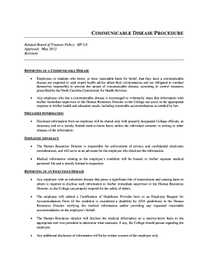 COMMUNICABLE DISEASE PROCEDURE