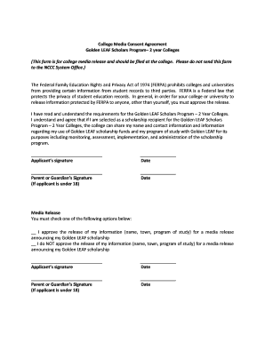 Golden LEAF Scholars Program Media Consent Agreement