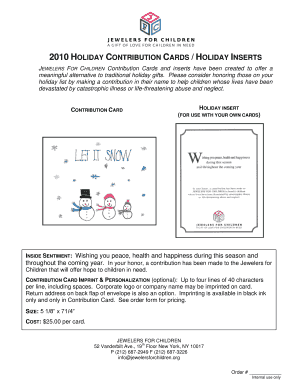 2010 Jewelers for Children Holiday Contribution Cards