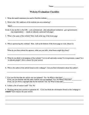 Website Evaluation Checklist
