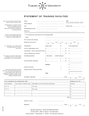 Tilburg University Training Facilities Statement