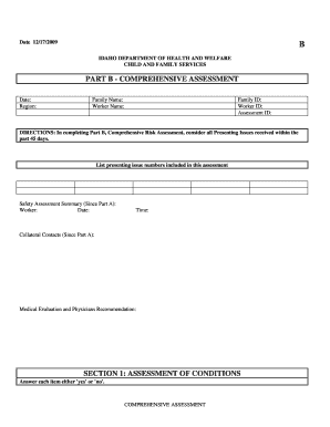 Idaho Child and Family Services Comprehensive Assessment Form