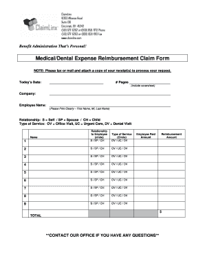 Medical/Dental Expense Reimbursement Claim Form