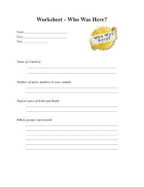 Cemetery Survey Worksheet