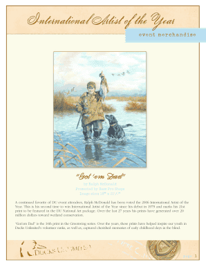 Ducks Unlimited Event Merchandise Order Form