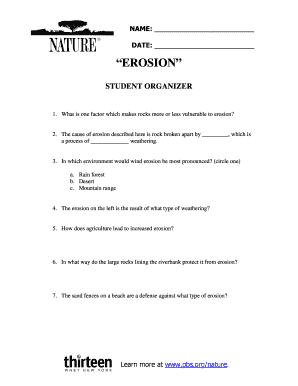 fillable online www tc pbs name date erosion student organizer 1 student organizer