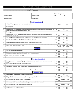 Staff Finders Assignment Review Form