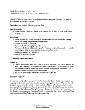 Guided Meditation Lesson Plan