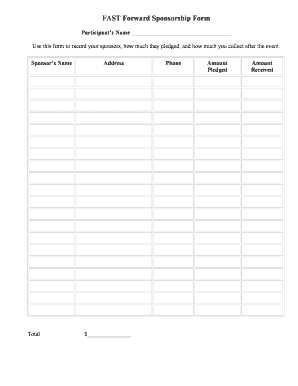 FAST Forward Sponsorship Form
