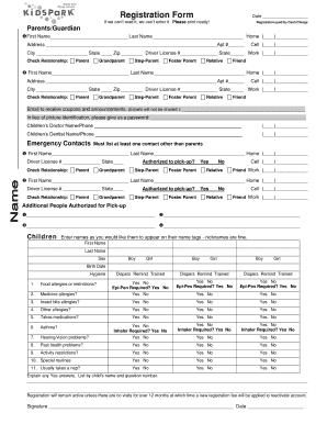 KidsKorner Child Registration Form