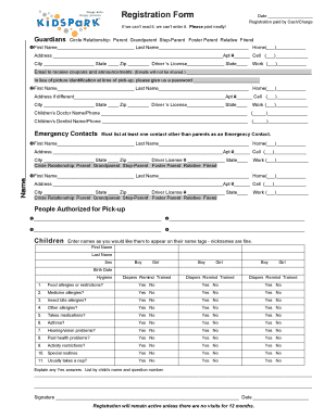 KidsPark Child Registration Form