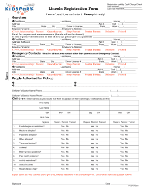 KidsPark Child Registration Form