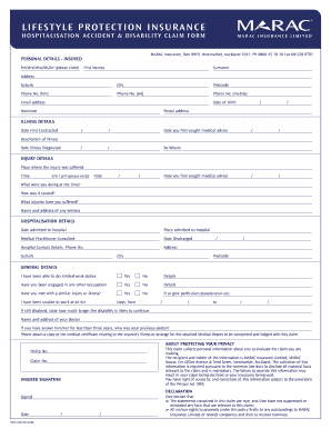 Hospitalisation Accident Disability Claim Form