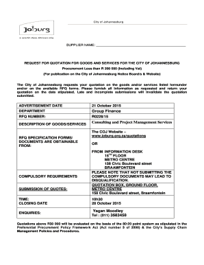 Request for Quotation for Goods and Services