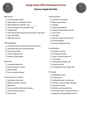 Disaster Supply Checklist