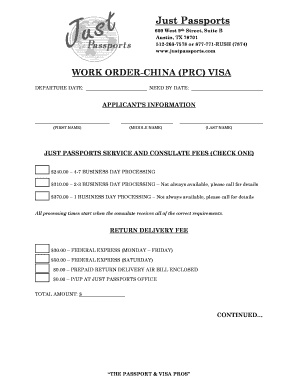 China Visa Application Form