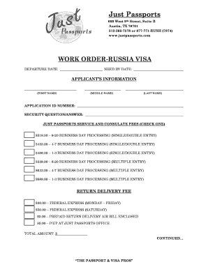 Russia Visa Application Form