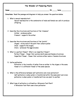 Flowering Plants Worksheet