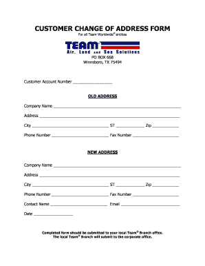 Customer Change of Address Form