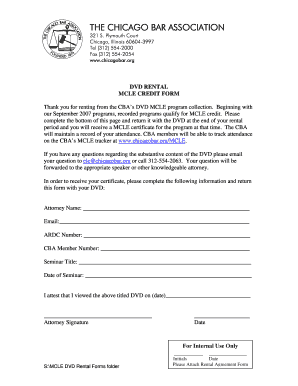 Chicago Bar Association MCLE Credit Form